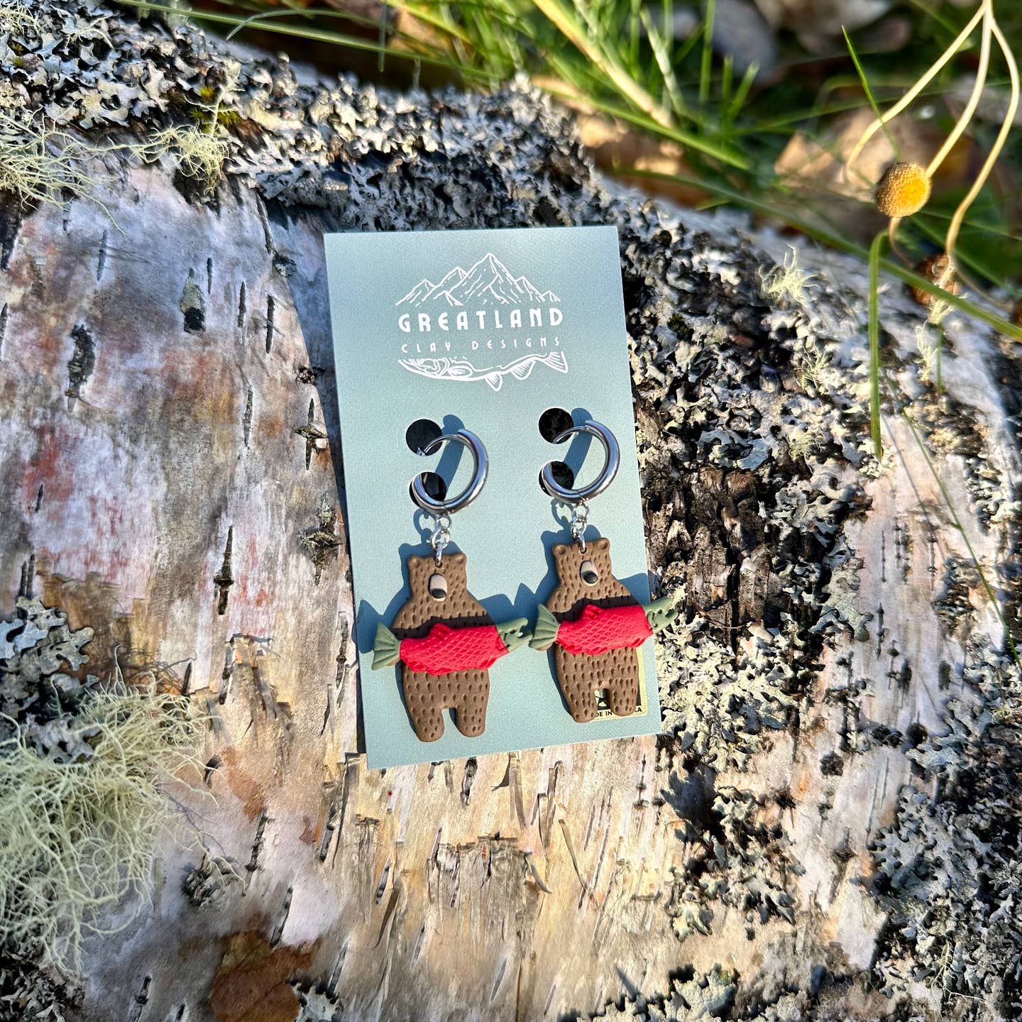 Brown Bear + Sockeye Earrings